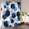 72"W x 78"H Blue White Hexagon Geometric Pattern Polyester Shower Curtain