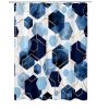 72"W x 78"H Blue White Hexagon Geometric Pattern Polyester Shower Curtain