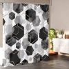 72"W x 78"H Black White Hexagonal Pattern Polyester Shower Curtain