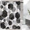72"W x 78"H Black White Hexagonal Pattern Polyester Shower Curtain