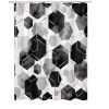 72"W x 84"H Black White Hexagonal Pattern Polyester Shower Curtain
