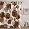 72"W x 72"H Brown White Hexagonal Pattern Polyester Shower Curtain