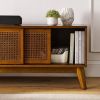 Modern Mid Century 59-inch TV Stand Entertainment Center with Sliding Doors