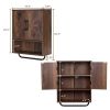 Farmhouse Bathroom Wall Cabinet with Towel Bar in Brown Wood Finish