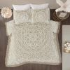 King 100-Percent Cotton Chenille Bedspread with Fringe Hem in Khaki Taupe Beige