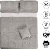 King size Ash Grey Damask Embroidered 4 Piece Oversized Bedspread Set