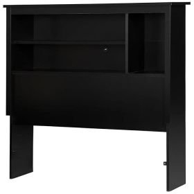 Twin size Modern Bookcase Headboard in Black Wood Finish