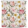 72"W x 84"H Vintage Floral Peony Pink Polyester Shower Curtain