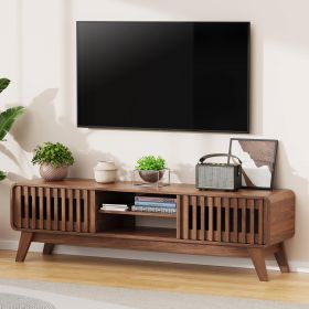 Mid-Century Modern 59-inch TV Stand Entertainment Center in Walnut Wood Finish