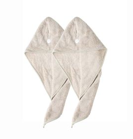 2 Pcs Hair Drying Towel Microfiber Drying Towel Cap Absorbent Water; Grey