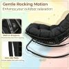 Outdoor Papasan Rocking Chair Thick Cushion Padded Lounge Furniture for Backyard Garden Patio Comfortable Relaxing Seat
