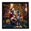 Great Dane and Santa Claus Framed Metal Print Bathroom, Kitchen, Office, Home Decor Wall Art Ready to Hang, Square, 8X8