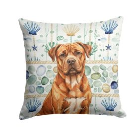 Mahogany Dogue de Bordeaux Coastal Sea Glass Throw Pillow Decorative Indoor Outdoor Accent Cushion for Couch, Bed or Patio, 18Hx18W