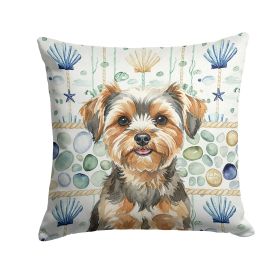 Yorkiepoo Coastal Sea Glass Throw Pillow Decorative Indoor Outdoor Accent Cushion for Couch, Bed or Patio, 14Hx14W