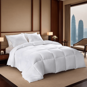 White Plump Duvet, Extra Large Checkered Quilting Luxury hotel-grade for bedrooms and guesthouses. Ultra-soft thickened warmth