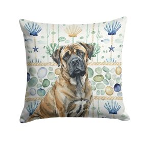 Brindle Mastiff Coastal Sea Glass Throw Pillow Decorative Indoor Outdoor Accent Cushion for Couch, Bed or Patio, 14Hx14W
