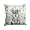 Norwegian Elkhound Coastal Sea Glass Throw Pillow Decorative Indoor Outdoor Accent Cushion for Couch, Bed or Patio, 18Hx18W