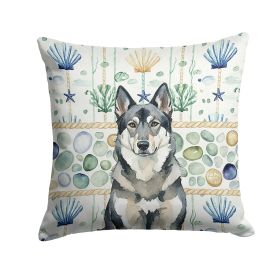 Norwegian Elkhound Coastal Sea Glass Throw Pillow Decorative Indoor Outdoor Accent Cushion for Couch, Bed or Patio, 18Hx18W