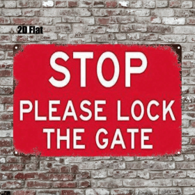 CIFbuy 1pc 2D Flat Metal Sign Please Lock The Door, 8x12 Inch Red Warning Sign, Wall Art Decor For Home Garden Farmhouse Bathroom Room TikTok, Ti