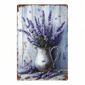 CIFbuy Vintage Lavender Butterfly 2D Metal Wall Art, French Country Farmhouse Decor, Antique Iron Plaque Sign For Hom ikTok, ikTok