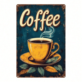 CIFbuy Vintage | Vintage Cup Metal Sign 1pc 2D Flat Tin Art Poster 8X12 Inch Retro Waterproof Rustproof Hanging Plaque Decor For Bathro TikTok, T