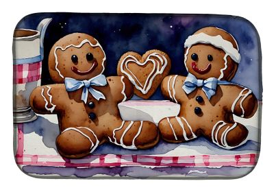 Christmas Gingerbread Dish Drying Mat Absorbent Dish Drying Mat Pad for Kitchen Counter Dish Drainer Mat for Countertop, 14 x 21", Multicolor