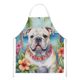 English Bulldog Luau Apron Cooking Kitchen Server Baking Crafts Gardening for Adult Women Men, Unisex, Large, Multicolor