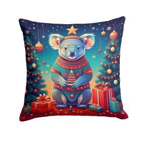 Koala Christmas Throw Pillow Machine Washable, Indoor Outdoor Decorative Pillow for Couch, Bed or Patio, 14Hx14W