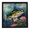 Largemouth Bass Framed Metal Print Bathroom, Kitchen, Office, Home Decor Wall Art Ready to Hang, Square, 8X8