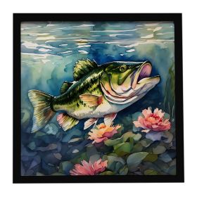 Largemouth Bass Framed Metal Print Bathroom, Kitchen, Office, Home Decor Wall Art Ready to Hang, Square, 8X8
