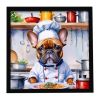 French Bulldog The Chef Framed Metal Print Bathroom, Kitchen, Office, Home Decor Wall Art Ready to Hang, Square, 8X8