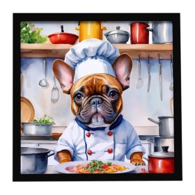 French Bulldog The Chef Framed Metal Print Bathroom, Kitchen, Office, Home Decor Wall Art Ready to Hang, Square, 8X8
