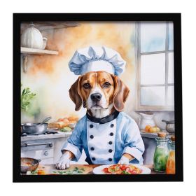 Beagle The Chef Framed Metal Print Bathroom, Kitchen, Office, Home Decor Wall Art Ready to Hang, Square, 8X8