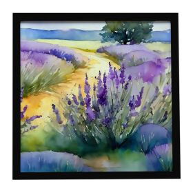 Lavender in Watercolor Framed Metal Print Bathroom, Kitchen, Office, Home Decor Wall Art Ready to Hang, Square, 8X8