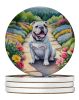 English Bulldog Spring Path Large Sandstone Coasters Pack of 4 Absorbent Round Coasters Decor Gifts for Men or Women, 4 in, Multicolor