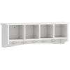 Coat Rack Wall Mount with Shelf, 28" Wall Coat Rack with 5 Hooks and 4 Compartments for Living Room, Entryway, White