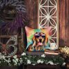Doberman Pinscher Hippie Dawg Throw Pillow Machine Washable, Indoor Outdoor Decorative Pillow for Couch, Bed or Patio, 14Hx14W