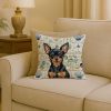 Black and Tan Russian Toy Coastal Sea Glass Throw Pillow Decorative Indoor Outdoor Accent Cushion for Couch, Bed or Patio, 18Hx18W