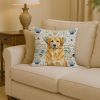 Lion Yellow Leonberger Coastal Sea Glass Throw Pillow Decorative Indoor Outdoor Accent Cushion for Couch, Bed or Patio, 14Hx14W