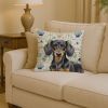 Black and Tan Dachshund Coastal Sea Glass Throw Pillow Decorative Indoor Outdoor Accent Cushion for Couch, Bed or Patio, 14Hx14W