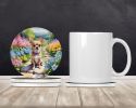 Chihuahua Spring Path Large Sandstone Coasters Pack of 4 Absorbent Round Coasters Decor Gifts for Men or Women, 4 in, Multicolor