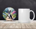Boston Terrier Spring Path Large Sandstone Coasters Pack of 4 Absorbent Round Coasters Decor Gifts for Men or Women, 4 in, Multicolor