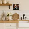 Great Dane and Santa Claus Framed Metal Print Bathroom, Kitchen, Office, Home Decor Wall Art Ready to Hang, Square, 8X8
