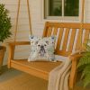 White English Bulldog Coastal Sea Glass Throw Pillow Decorative Indoor Outdoor Accent Cushion for Couch, Bed or Patio, 14Hx14W