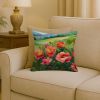 Iowa Wild Prairie Roses in Watercolor Throw Pillow Machine Washable, Indoor Outdoor Decorative Pillow for Couch, Bed or Patio, 18Hx18W