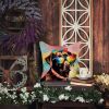Chocolate Labrador Hippie Dawg Throw Pillow Machine Washable, Indoor Outdoor Decorative Pillow for Couch, Bed or Patio, 14Hx14W