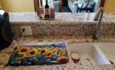 Sunflowers in Watercolor Dish Drying Mat Absorbent Dish Drying Mat Pad for Kitchen Counter Dish Drainer Mat for Countertop, 14 x 21", Multicolor