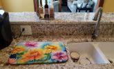 Chrysanthemums in Watercolor Dish Drying Mat Absorbent Dish Drying Mat Pad for Kitchen Counter Dish Drainer Mat for Countertop, 14 x 21", Multicolor