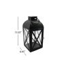 Decorative Black Metal Pillar Candleholder Lantern, 14", Large