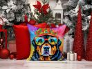 Rottweiler Hippie Dawg Throw Pillow Machine Washable, Indoor Outdoor Decorative Pillow for Couch, Bed or Patio, 14Hx14W